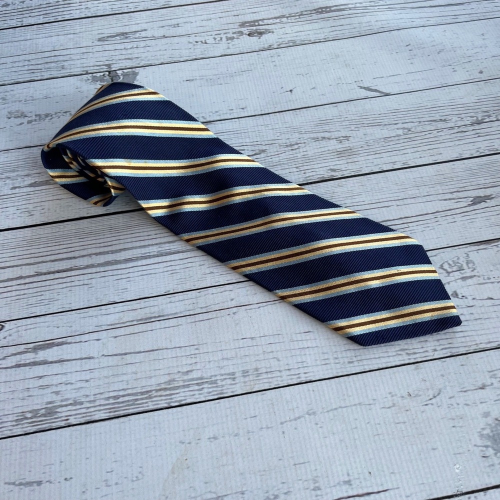 Brooks Brothers Makers Silk Repp Tie Men's Blue Striped USA Classic Quiet Luxury
